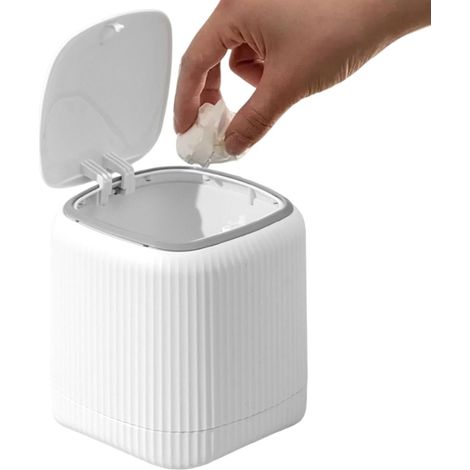 Kleiner Tischmülleimer mit Deckel, kompakter Mini-Tischmülleimer aus Kunststoff, platzsparend für Schlafzimmer oder Küche (1/5)
