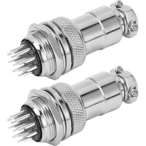 Connecteurs d'aviation en alliage de Zinc, 2 pièces, 12 broches, prise électrique et jeu de prises, ouverture de 20mm, 250V (1/5)