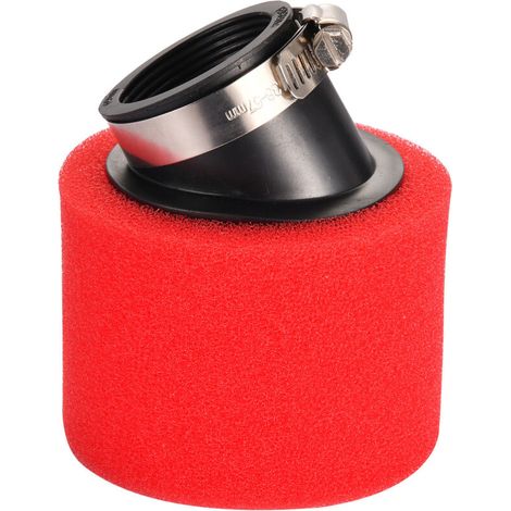 Set aus zwei 42-mm-Doppelschicht-Luftfiltern aus rotem Schwamm für Offroad-Motorräder und Quads, Doppelfilterelement, waschbar. (1/4)