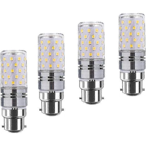 Ampoules LED B22 type « maïs », 12 W, équivalent 100 W incandescent, 1200 lm, blanc chaud 3000 K, ampoules décoratives type bougie, culot B22, non dimmables, lot de 4 (1/5)