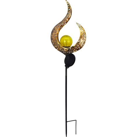 Luces solares de jardín LED con forma de llama, 77 cm, luz blanca cálida, decorativas, impermeables, 1 unidad. (1/5)