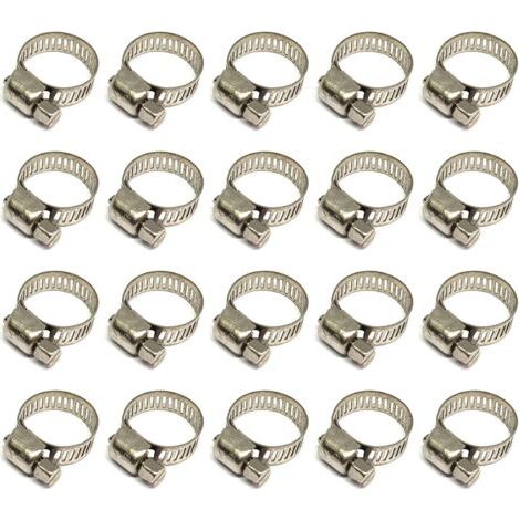 Abrazaderas para mangueras Aiperq, paquete de 20 unidades, abrazaderas ajustables de 12-20 mm, abrazaderas de acero inoxidable 304, abrazaderas metálicas para mangueras, tuberías de gas, tuberías de a (1/4)
