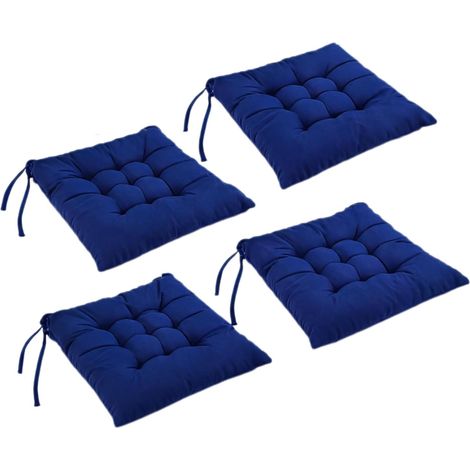 Set of 4 Chair Cushions with Bands, Comfortable Cushions 40 x 40 cm for Outdoor, Washable Garden Furniture Cushions, Padded Cushions, Cushion for Garden, Balcony, Terrace and (1/5)