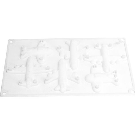Moule en silicone à 6 compartiments en forme d'avion, pour la décoration de gâteaux au chocolat et autres gourmandises. Idéal pour la cuisine et la maison. (1/5)