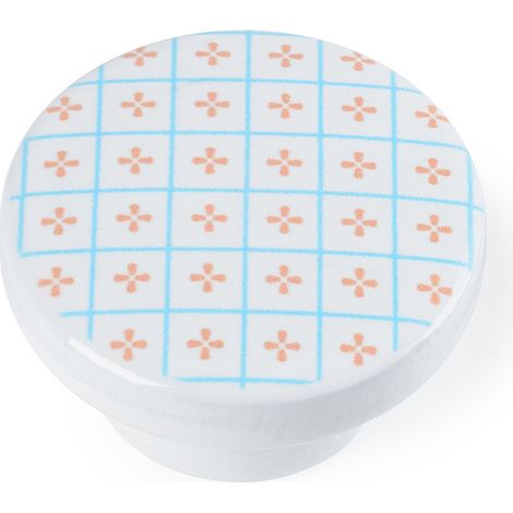 Bouton de meuble  Style décoratif  Fabriqué en hêtre  Finition bleue  Mesures 383822mm  Système de fixation vissé  Comprend des vis M4  2 unités - talla