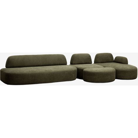 Sofá modular chaise longue derecho de 3 piezas con módulo esquinero y puff tapizado Giorgia SKLUM        (1/5)