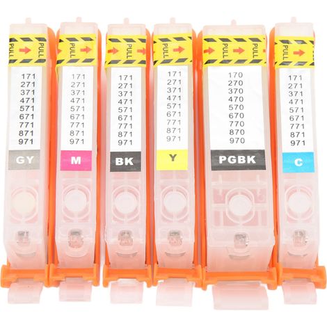 Cartouches d'encre rechargeables 6 couleurs avec puces permanentes, 970-971 (1/5)