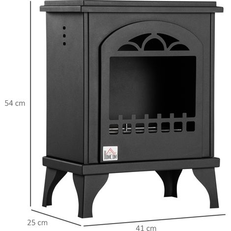 Poêle en métal alimenté au bioéthanol, autonomie de 3 heures, réservoir de carburant de 0,9 litre, convient aux surfaces jusqu'à 25 m², dimensions 41 x 25 x 54 cm, noir. (1/5)