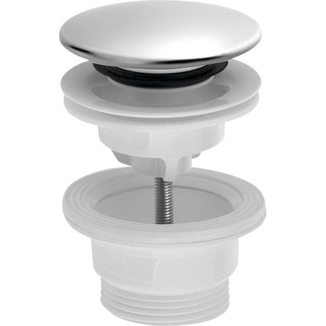 Bonde de lavabo 5/4", clic-clac, gros bouchon, 4-45 mm, ABS/inox (1/4)