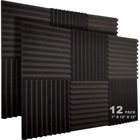 autres – Lot de 12 panneaux acoustiques 30,5 x 30,5 x 2,5 cm – Mousse haute densité – Absorption sonore pour studios et bureaux – Résistants au feu (1/5)