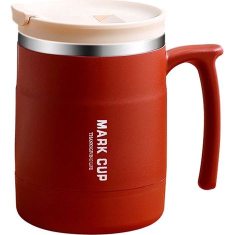 Tasse À Café Avec Poignée - Acier Inoxydable Double Paroi - Isolée Thermique - Pour Bureau Voyage Extérieur - 1 Pièce (1/5)