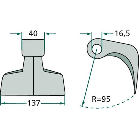 Coltello a flagello Hammer 40x137x16,5 r=95