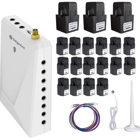 Moniteur d'énergie avec 16 capteurs de niveau de circuit 50 A et 3 à 200 A, suivi précis de la consommation d'énergie en temps réel, compteur WiFi, mesure solaire/nette, Wi-Fi 2,4 GHz (1/5)