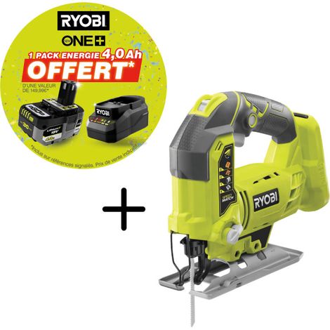 Scie sauteuse pendulaire RYOBI 18 V One+ R18JS - Batterie 4,0Ah et chargeur OFFERTS