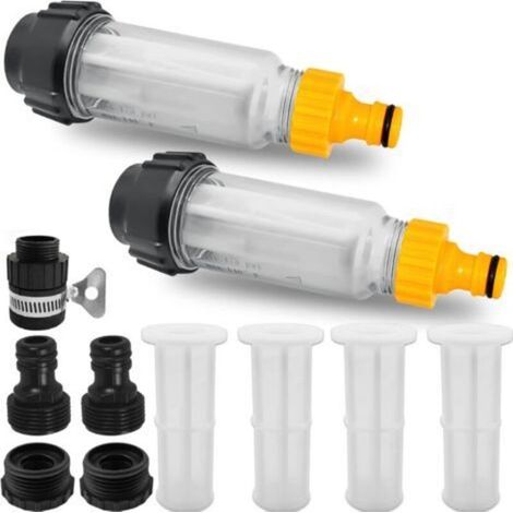 Coocheer – 3/4-Zoll-Gartenschlauch-Wasserfilter – Set mit 2 Filtern + 4 Filtereinsätzen + 5 Schnelladaptern – Schutz für Hochdruckreiniger (1/4)