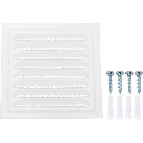 Blanc Grille de Ventilation Murale Extérieure en Acier Inoxydable20x20CM, Couvercle de Sortie d'Air Hvac avec Grille d'Aération à Persiennes en Maille pour Ventilation de Cuisine (1/5)