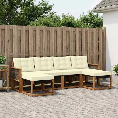 vidaXL Set di divani da esterno con cuscino 6 pcs Naturale e (1/5)