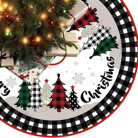 Jupe de Sapin de Noël 120cm Jupe de Sapin de Noel Rond Cache Pied Sapin de Noel Couvre-Pied de Sapin, Tapis de Sapin de Noel pour Decoration (1/5)