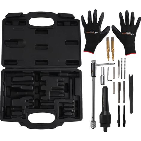 Kit de herramientas para extraer bujías incandescentes, acero de alta resistencia, 37 x 19,5 x 8,4 cm, compatible con varios motores diésel, incluye herramientas de extracción y brocas, juego completo (1/5)