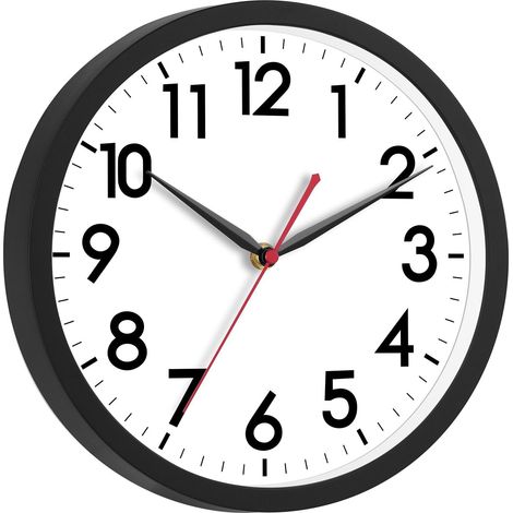 Horloge murale de 30 cm (12 pouces), silencieuse, sans tic-tac, horloge murale moderne à piles – horloge analogique classique pour le bureau, la maison, la salle de bain, la cuisine, la chambre, l'éco (1/4)