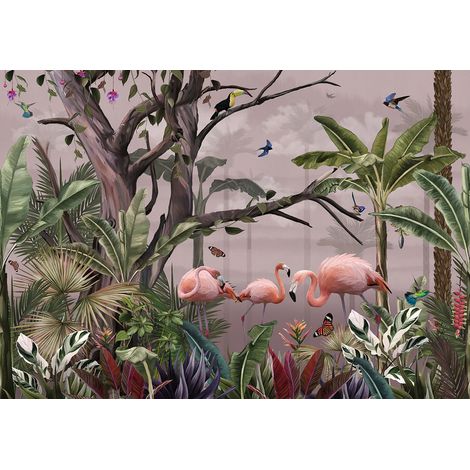 Papier peint panoramique - Flamants Roses - 325 cm x 228 cm (1/2)