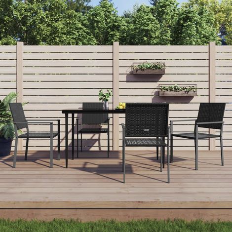 5-tlg. Garten-Essgruppe Poly Rattan und Stahl