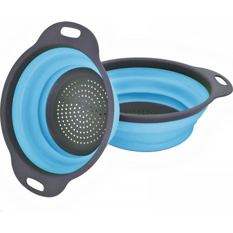 211495 Lot de 2 passoires rondes pliables antidérapantes en silicone
