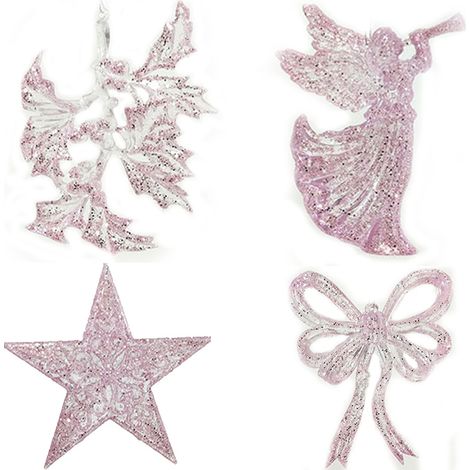 Addobbi ornamenti natalizi per decorazioni albero di natale set da 8 rosa angelo stella fiocco e ramo molto belle (1/5)
