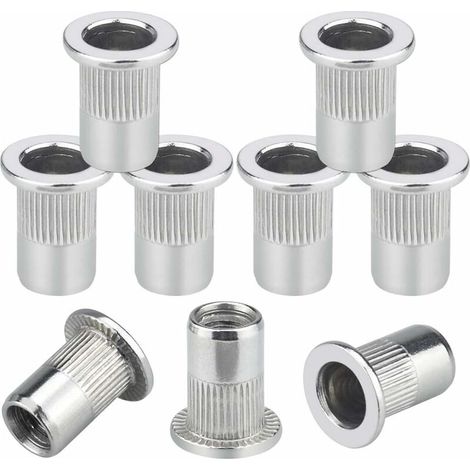 50 PCS M6 Rivet Nuts Assortment 304 Stainless Steel Blind Nuts Anti-rust Durable Anti-Wear Threaded Rivet Nut for Car Furniture Decoration Industrial - Silver (1/5)