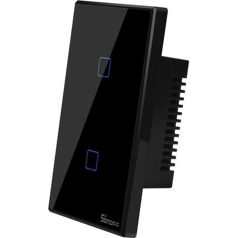 Interruttore Son/Off smart 2 canale controller da remoto wireless wifi placca touch domotica nero (1/5)