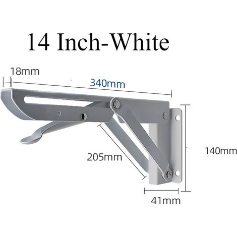 (2 pièces - 35,5 cm - Blanc) 2 supports d'angle pliables pour étagère triangulaire, support robuste, banc mural réglable (1/5)
