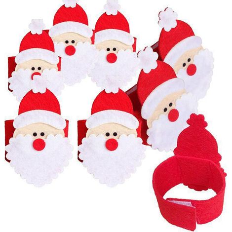 Lot de 4 ronds de serviette de Noël en forme de ceinture de Père Noël (1/4)
