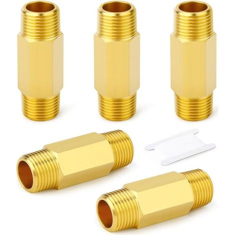 5pièces en laiton Long mamelon, 3/8 BSP mamelon, longueur 50mm de raccord de tuyau en laiton (1/4)