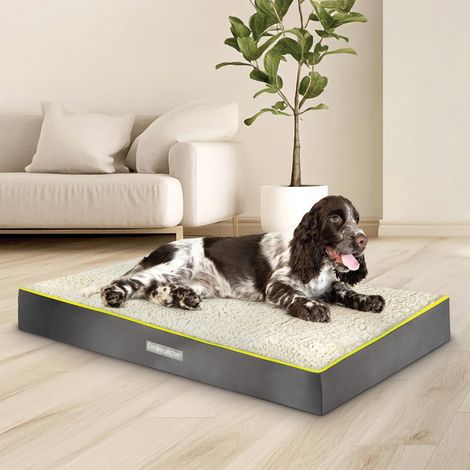 Dreamcatcher Grey Large Plus Dog Bed Orthopaedic Flat Crate Mat Pet Mattress 91x69x9cm, Removable Washable Cover (1/5)