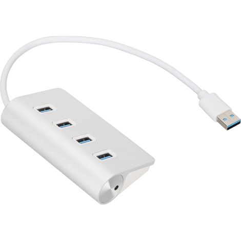 Hub USB 3.0 4 Ports 5Gbps en Aluminium Argent, Hub Multiprise USB pour Ordinateur Portable iOS, Windows, PC Air (1/5)