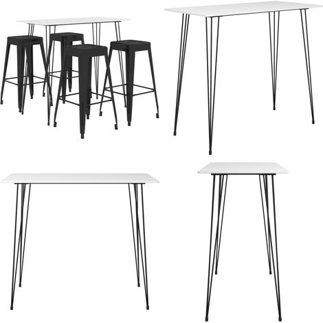 Ensemble de bar 5 pcs Blanc et noir - Ensemble De Bar - Meuble De Salle À Manger - Table De Bar - Tabouret De Bar - Mobilier Moderne - Home & Living (1/5)