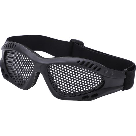 Stoßfeste Schutzbrille aus Netzgewebe, hohe Festigkeit, atmungsaktive Schutzbrille für Schießspiele und Radfahren im Freien – Schwarz (1/5)