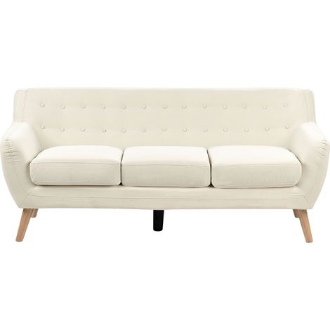 Divano 3 posti tessuto imbottito beige chiaro Motala