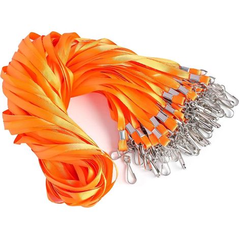 Lot de 10 cordons tour de cou en nylon avec mousqueton pivotant, couleur orange. (1/4)