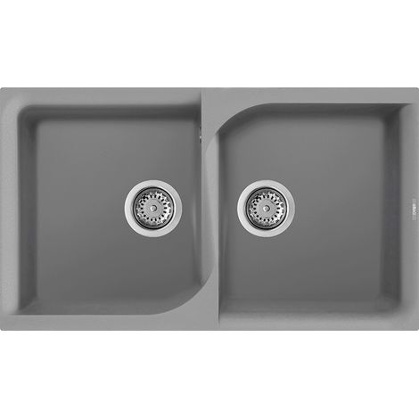Lavello Elleci Incasso 2 vasche 86x50 Ego 450 Granitek Grigio Cemento LGE45048 (1/4)