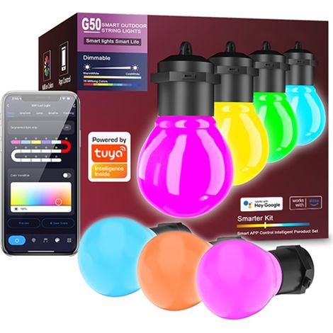 Tuya Catena di Lampadine G50 Smart WiFi RGBIC da Esterno 8 Metri (1/5)
