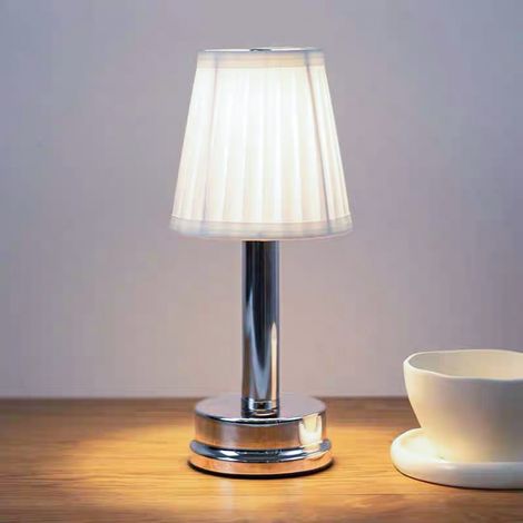 Lampe de table sans fil, lampe de chevet LED rétro, lampe de bureau tactile rechargeable, veilleuse portable (blanc froid) (1/5)