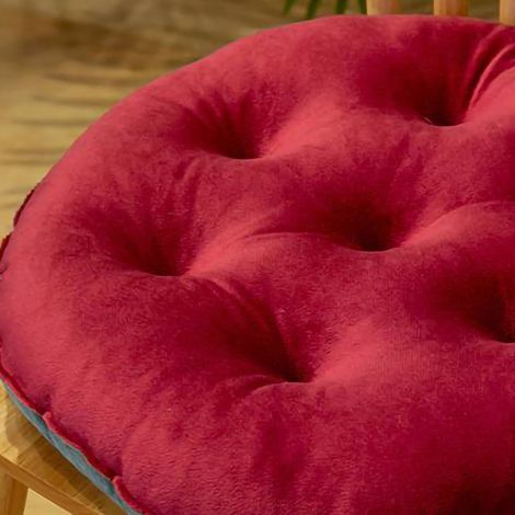 Coussin d'assise rond en velours cristal, color block, idéal pour l'automne et l'hiver, parfait pour les tabourets d'écolier et les chaises de bureau. Dimensions : 40 x 40 cm.
