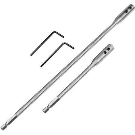 2 Pièces Extension de Foret en Acier à Haute Teneur en Carbone avec 2 Clés Hexagonales, Rallonge Six Pans 1/4" 6,35 mm, Extension de Foret Rallonge, 300mm 150mm