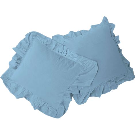 Kissenbezüge 40x40 mit Rüschen, blau, 2er-Set (1/4)