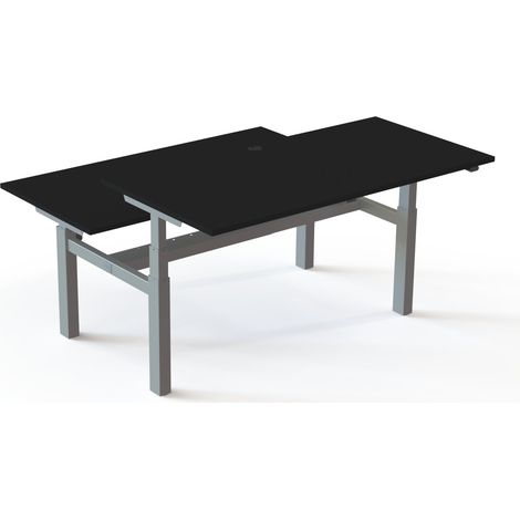 STIER Team-Schreibtisch 501-88 elektrisch höhenverstellbar 160 x 80 cm schwarz melaminierte Oberfläche 65-125 cm (1/3)