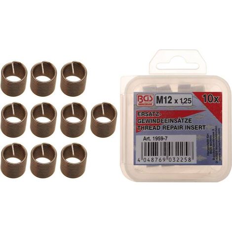 Inserts Taraudés de Rechange M12 x 1,25 - 10 pcs - Acier Résistant - Fixation Fiable et Durable - D-Work (1/4)