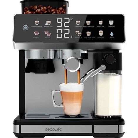 Máquina de café Espresso molinillo - CECOTEC - Power Espresso 20 Barista - 1350 W - 100g - 2,6 L - Inox / Negro
