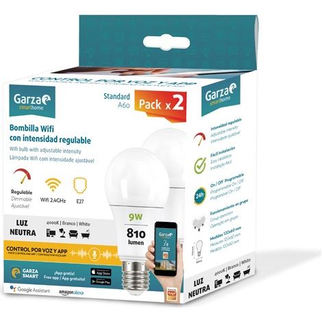LAMPE LED WIFI E27 LN DIMMABLE PACK 2 - 9 W