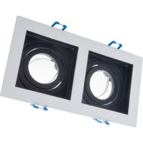 TRADE SHOP - Portafaretto Incasso Orientabile Doppio Per Due Faretti Per Controsoffitta P24 - BIANCO E NERO (1/2)